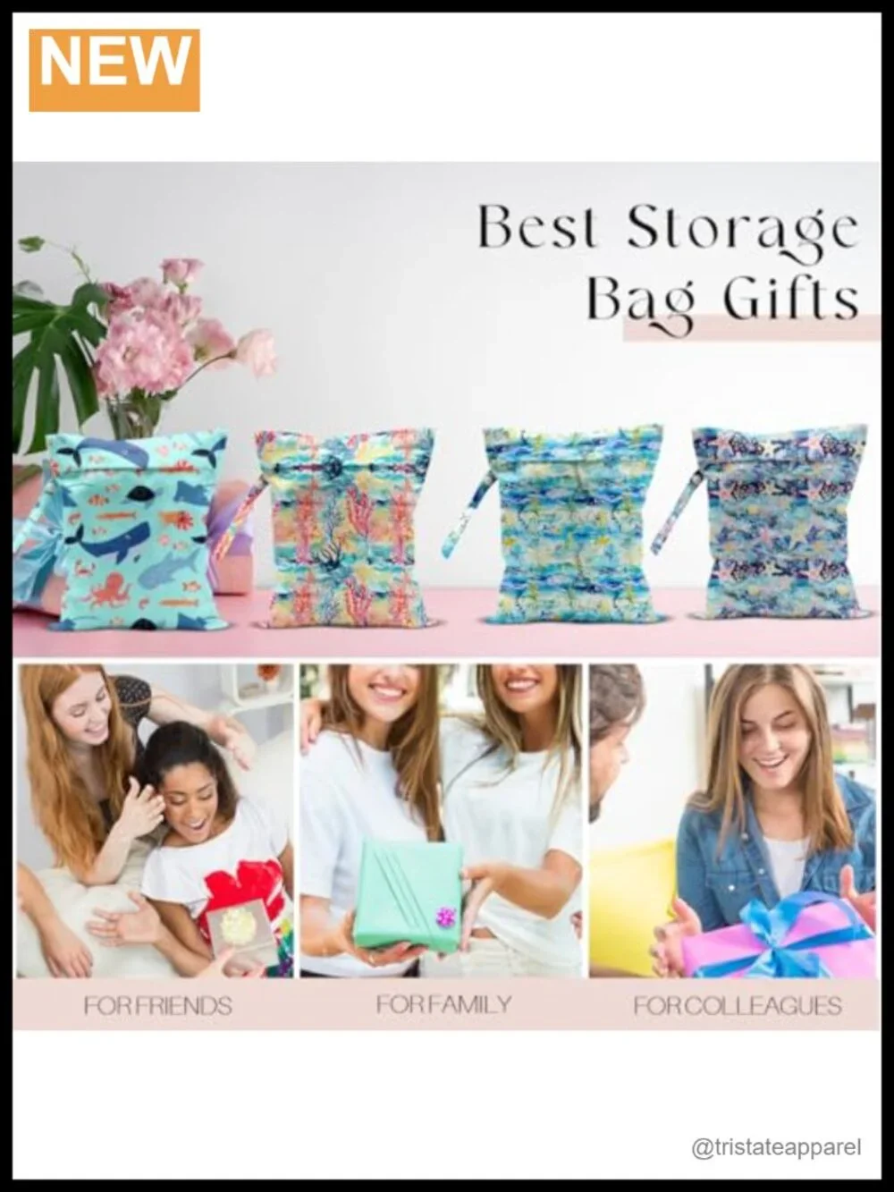 4 Pack Wet Dry Bags for Swimsuit, Beach Travel, Toiletries, Gym, Diaper - Ocean